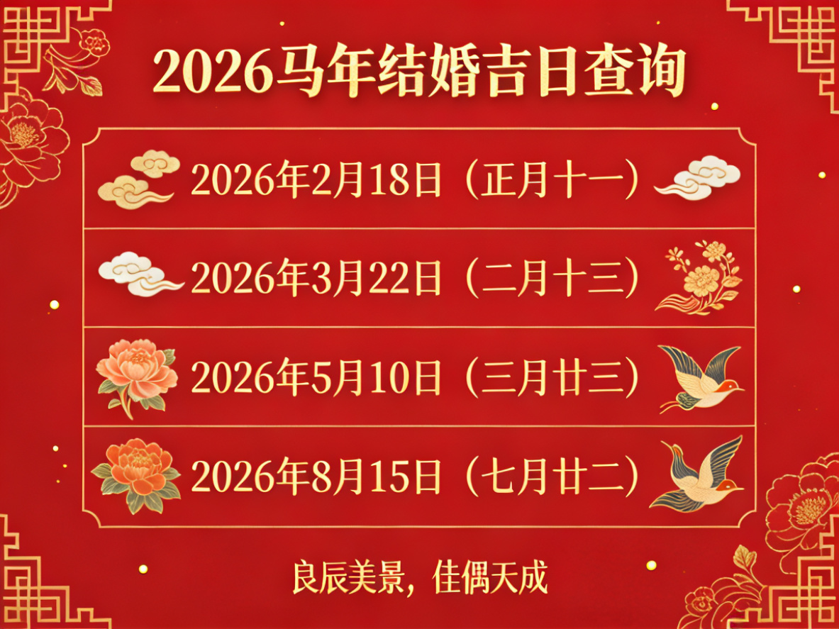 2026马年结婚吉日查询
